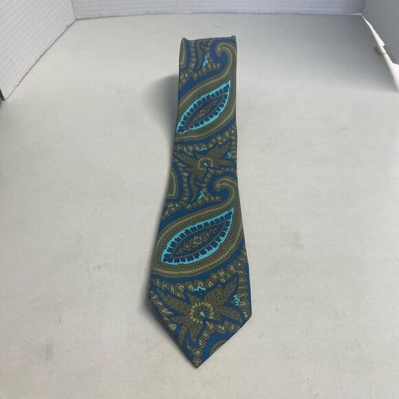 BONBOS Men’s Silk Tie‎ Green Blue - Picture 4 of 7